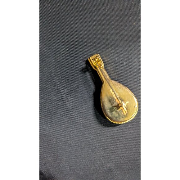 Vintage Italian Micro Mosaic Mandolin Brooch Pin Gold-Tone guitar  instrument - Picture 4 of 6